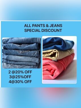 SATURDAY AFTERNOON, SPECIAL ON ALL MEN AND WOMEN JEANS/ PANTS/ LEGGING / SHORTS